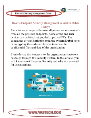 How is Endpoint Security Management is vital in Dubai Today?