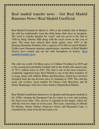 Real madrid transfer news