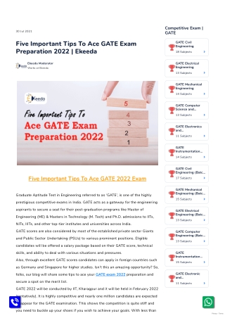 Five Important Tips To Ace GATE Exam Preparation 2022 _ Ekeeda