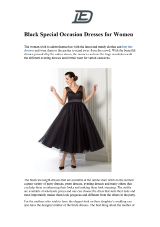 Black Special Occasion Dresses for Women