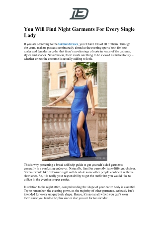 You Will Find Night Garments For Every Single Lady
