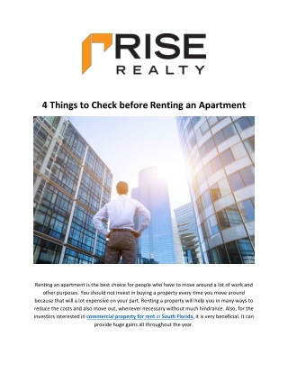 4 Things to Check before Renting an Apartment