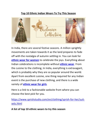 Top 10 Ethnic Indian Wears To Try This Season