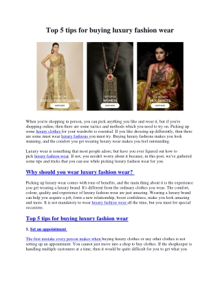Top 5 tips for buying luxury fashion wears