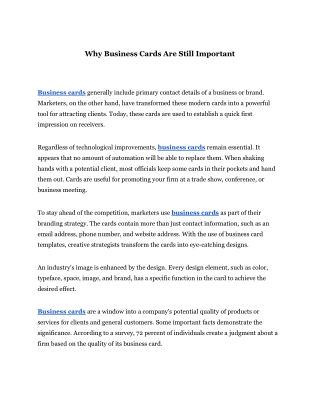 Why Business Cards Are Still Important