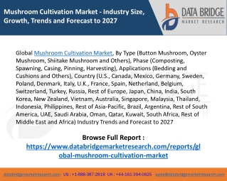 Global Mushroom Cultivation Market – Industry Trends and Forecast to 2027