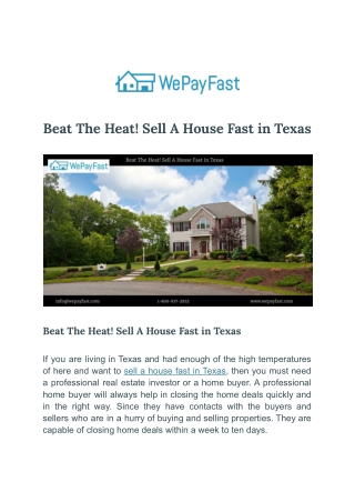 Beat The Heat! Sell A House Fast in Texas