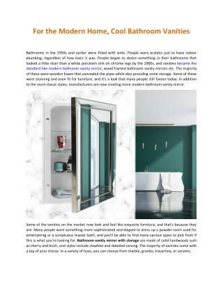 For the Modern Home, Cool Bathroom Vanities