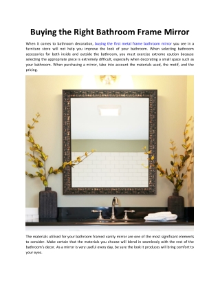 Buying the Right Bathroom Frame Mirror