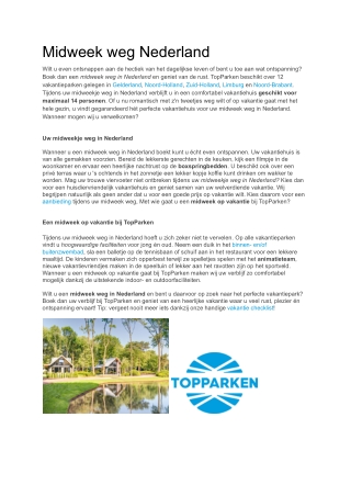 TopParken | Midweek weg Nederland