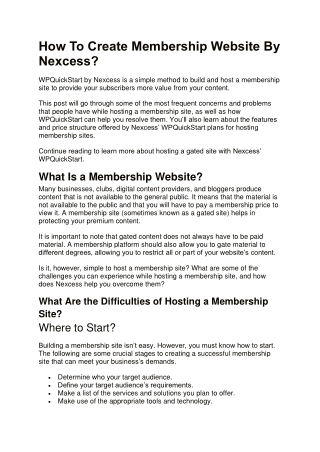 How To Create Membership Website By Nexcess