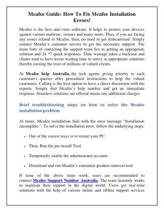 Mcafee Guide: How To Fix Mcafee Installation Errors!