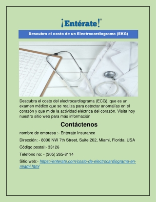 Descubra el costo de un Electrocardiograma (EKG)