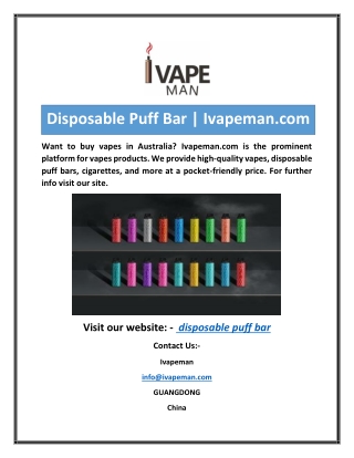 Disposable Puff Bar | Ivapeman.com