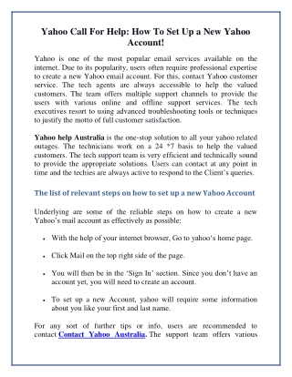 Yahoo Call For Help: How To Set Up a New Yahoo Account!