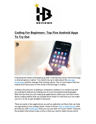 Coding For Beginners- Top Five Android Apps To Try Out