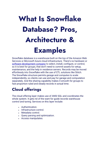 What Is Snowflake Database