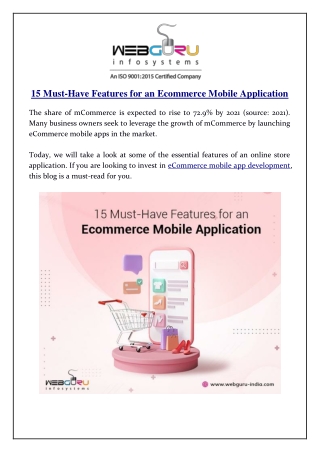 15 Must-Have Features for an Ecommerce Mobile Application