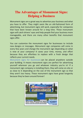 The Advantages of Monument Signs: Helping a Business