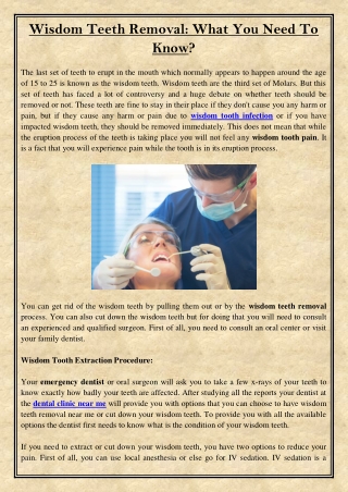 Wisdom Teeth Removal What You Need To Know