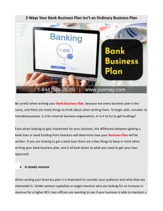 3 Ways Your Bank Business Plan Isn’t an Ordinary Business Plan