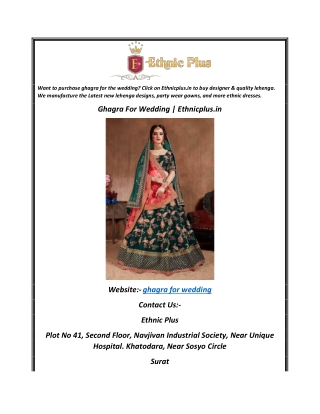 Ghagra For Wedding  Ethnicplus.in