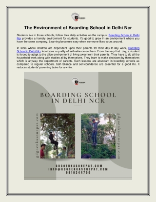 The Environment of Boarding School in Delhi Ncr