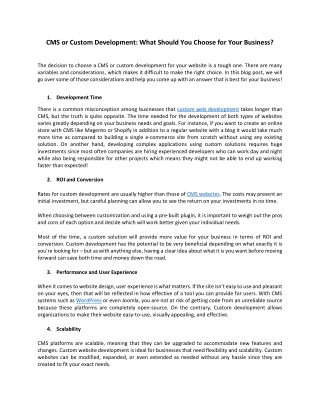 CMS or Custom Website Development : What Should You Choose for Your Business?