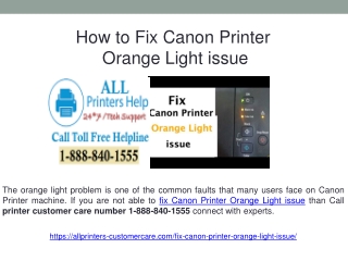 Call 1-888-840-1555 - How to Fix Canon Printer Orange Light issue