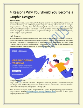 4 Reasons Why You Should You Become a Graphic Designer