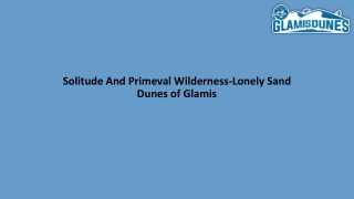 Solitude And Primeval Wilderness-Lonely Sand Dunes of Glamis
