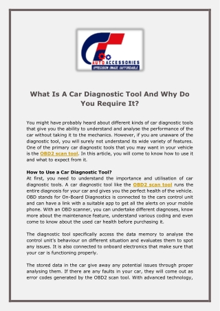 What Is A Car Diagnostic Tool And Why Do You Require It