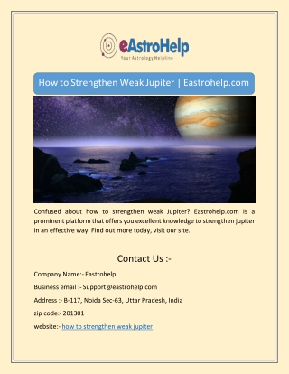 How to Strengthen Weak Jupiter | Eastrohelp.com