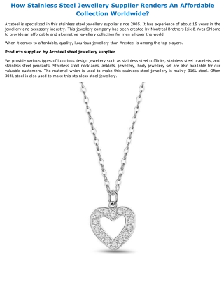 How Stainless Steel Jewellery Supplier Renders An Affordable Collection Worldwide