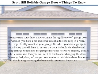 Scott Hill Reliable Garage Door – Things To Know