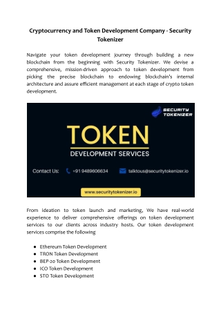 Cryptocurrency and Token Development Company -  Security Tokenizer