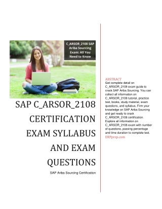 [LATEST] SAP C_ARSOR_2108 Certification Exam Syllabus and Exam Questions