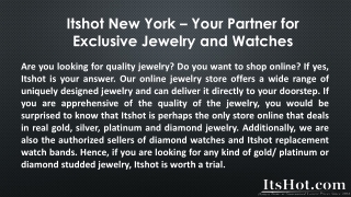 Itshot New York – Your Partner for Exclusive Jewelry and Watches