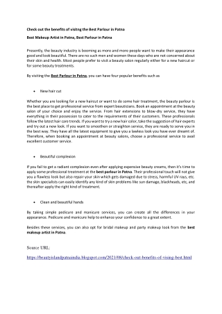 Check out the Benefits of visiting the best Parlour in Patna