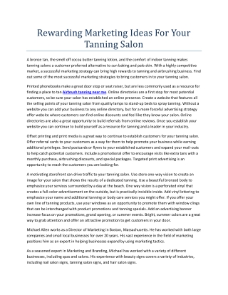 Rewarding Marketing Ideas For Your Tanning Salon