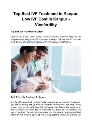 Top Best IVF Treatment in Kanpur, Low IVF Cost in Kanpur - Vinsfertility