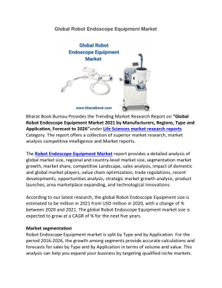 Global Robot Endoscope Equipment Market