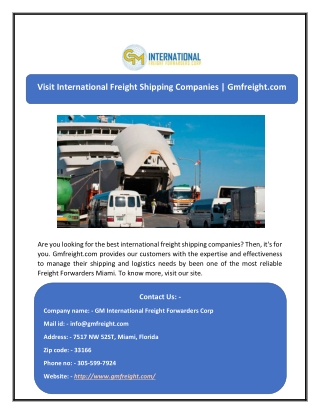 Visit International Freight Shipping Companies | Gmfreight.com