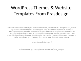 WordPress Themes & Website Templates From Prasdesign