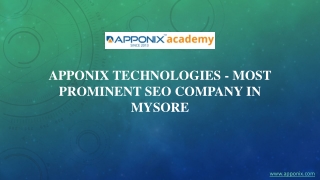 Apponix- SEO Company in Mysore