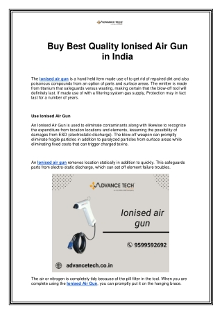 Buy Best Quality Ionised Air Gun in India