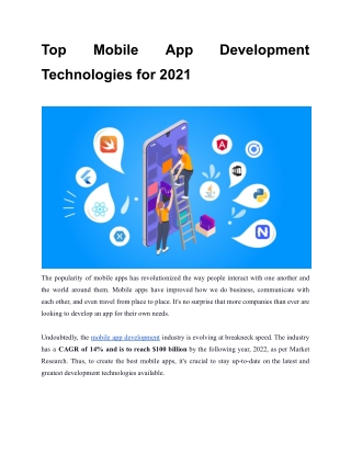 Top Mobile App Development Technologies for 2021
