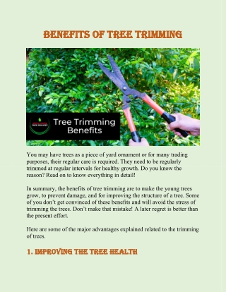 Benefits of Tree Trimming