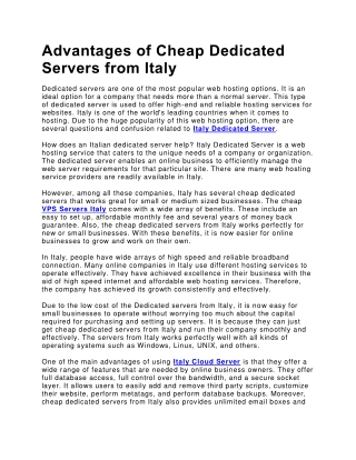 Italy Dedicated Server