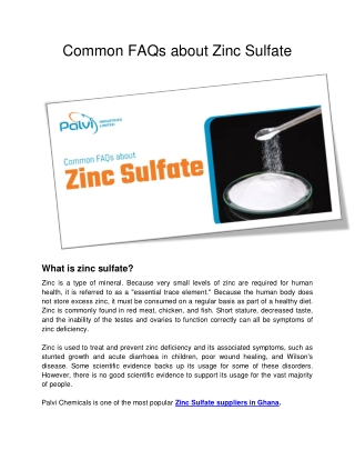 Common FAQs about Zinc Sulfate